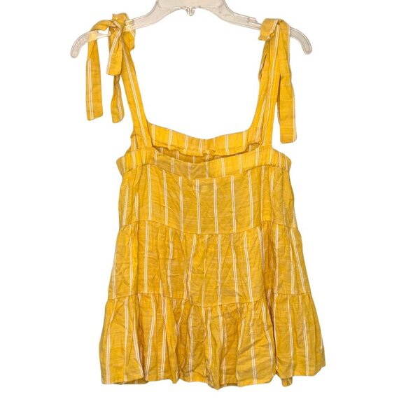 True Craft Junior’s Tiered Tie Shoulder Yellow Striped Top - Size Medium - Picture 4 of 9